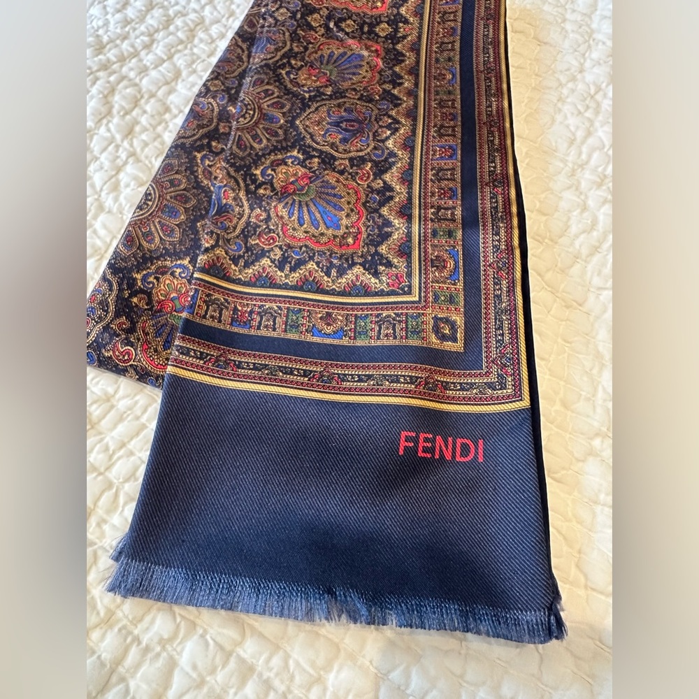 FENDI Men’s Paisley Silk Scarf - 11.5”W x 58”L